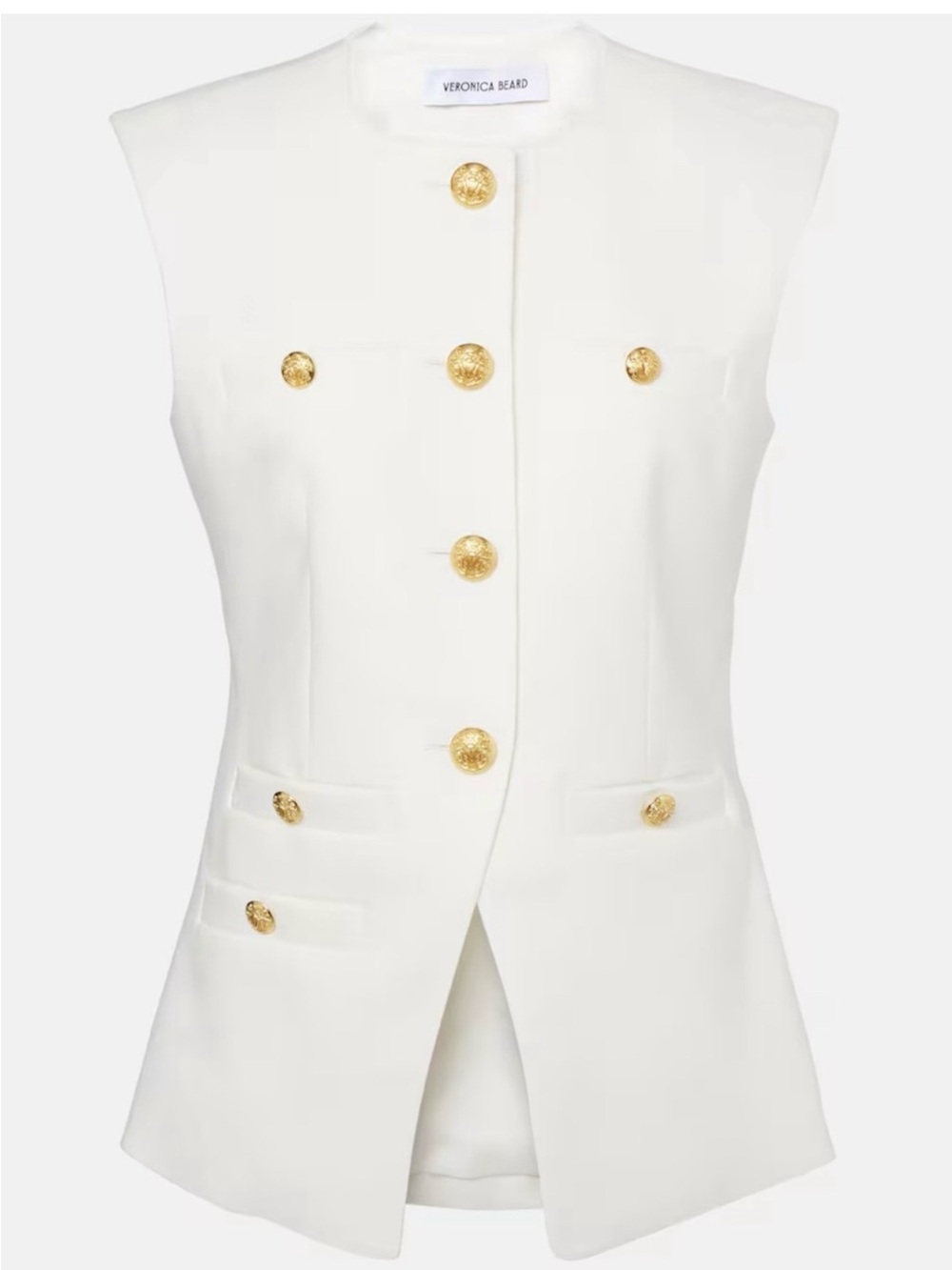 NEW VERONICA BEARD White Tamara Sleeveless Vest with Gold Medallion Miller 8